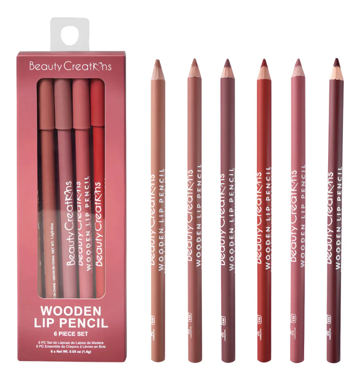 Wooden Lip Pencil 6 Piece Set (Red - Wine Tones) – Beauty Creations