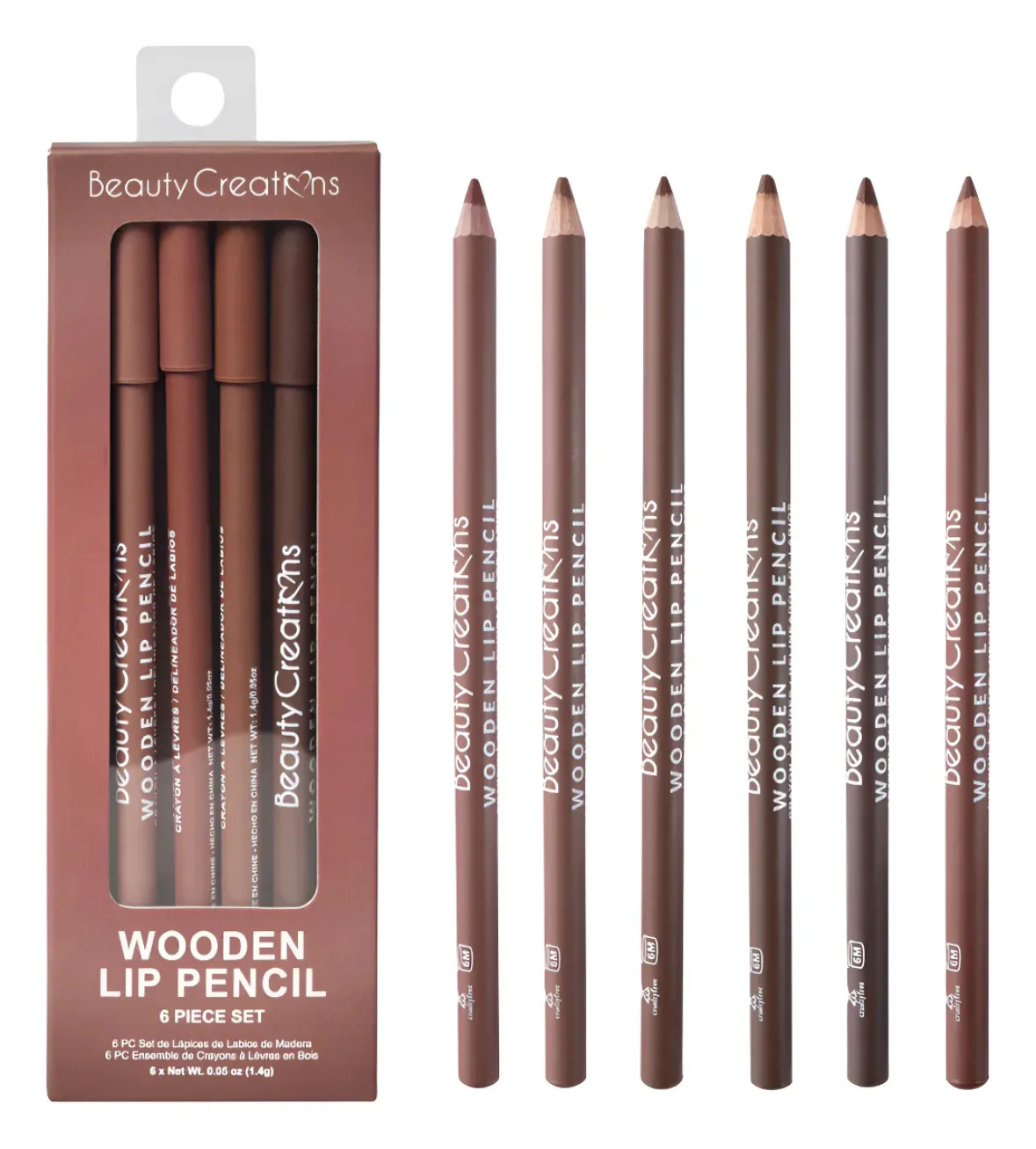 Wooden Lip Pencil 6 Piece Set (Brown Tones) – Beauty Creations